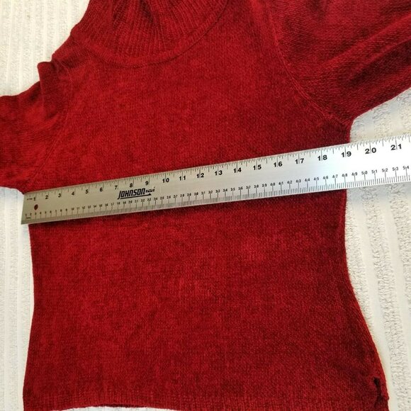 Rafaella Womens Medium Pullover Turtleneck Sweater Ribbed Knit Trim Red Casual - Picture 3 of 5